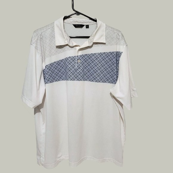 Walter Hagen Polo Shirt White Blue Essentials Geometric Print Size XL - Picture 1 of 3
